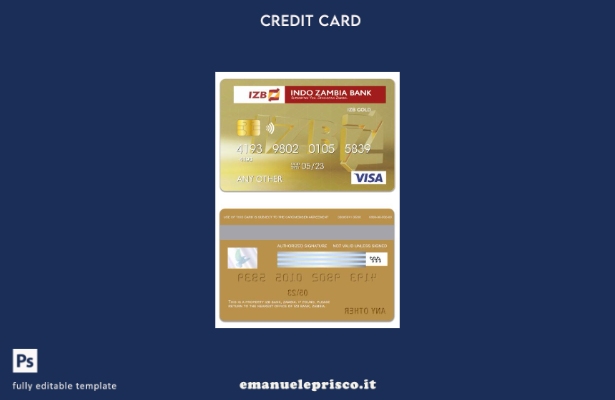 modello di carta oro visto Zambia IZB Bank in stile verificato